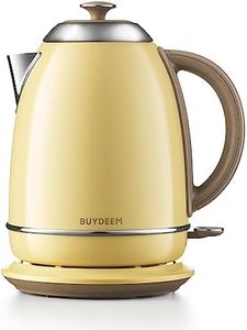 BUYDEEM K640 Stainless Steel Electric Tea Kettle with Auto Shut-Off and Boil Dry Protection, 1.7 Liter Cordless Hot Water Boiler with Swivel Base, 1440W (Mellow Yellow)