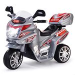 HONEY JOY Kids Motorcycle, 6V Electric Motorcycle for Kids, LED Headlights, Music, Pedal, Storage Trunk, Horn, 3-Wheeler Ride On Motorcycle, Gift for Boys Girls Ages 3+ (Gray)