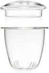 DOPUDO Glass Teacup Infuser and Lid, Made of Thickened Borosilicate Glass, The Glass Teacup and Tea Infuser Have Ultra-Fine Filter Holes, Making Them Suitable for Loose Leaf Tea