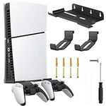 Nepagz Wall Mount Kit for PS5 Slim 2023 (Disc and Digital Edition), Wall Mount Stand with 2 Removable Controller Holder, Upgraded Floating PS5 Wall Mount with Screw Fixing