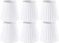 Set of 6 Natural Linen White Clip On Chandelier Lamp Shades For Chandeliers, Wall Lamps, And Other Lighting Fixtures Using E12 Bulbs 4 * 6 * 5 Inch