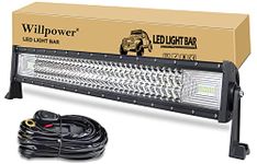 Willpower Triple Row LED Light Bar 32 Inch 405W Super Bright Led Off road Work Light Bar Spot Flood Combo Driving Lights with Wiring Harness Kit for Car Tractor Truck ATV SUV Boat