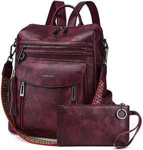 Shrrie Backpack Purse for Women Fashion Leather Backpack Purse Designer Travel Backpack Convertible Shoulder Bag with Wristlet