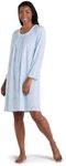 Miss Elaine Women's Short Brushed Back HoneyComb Knit Nightgown, Long Sleeve, Sleepwear & Loungewear, Aqua Paisley, 2XL