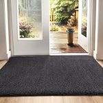 DEXI Dirt Trapper Door Mat, Non-slip Barrier Mats for Indoor and Outdoor, Super Absorbent Entrance Rug Machine Washable Soft Floor Mat Carpet, Black-Grey, 50 x 80 cm