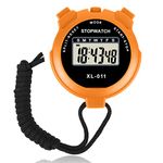 Vicloon Sport Stopwatch Timer, Multi-Function Sport Digital Stopwatch Large Display, Single Lap/Split Memory Stopwatch with12/24 Hour Clock Alarm Calendar for Training Swimming Running(Orange)