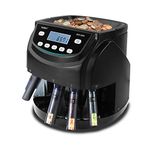 Kolibri KCS-2000 Professional USD Coin Counter, Sorter and Wrapper/Roller, 220 Coins/min, LED Display with Full Report, Batch Feature – Included 5 Coin Bins & Tubes