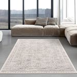 AREA RUGS LIVING ROOM EXTRA LARGE SMALL MODERN VINTAGE CREAM AND GREY DESIGN SOFT SHORT PILE CLASSIC BOHO MOROCCAN BEDROOM HALLWAY RUNNER CARPET (200 X 290 CM, XL SIZE)