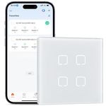 BSEEDLIFE Smart WiFi Light Switch,Intelligent Touch Wall Switch for Smart Home,Compatible with Alexa,Google Home(Via Tuya/Smart Life App),86 * 86mm 4 Gang,White(Neutral Wire Required)