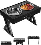 LIVINGbasics Adjustable Elevated Dog Bowls, 3 Adjustable Heights Raised Pets Feeder Bowls W/Stainless Steel Bowls for Small Medium Large Dogs