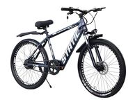Neelam Static Unisex Electric Bicycle T-26 High Tensile Steel Frame|Disk Brake|INBUILT Battery 36V-250W|7.8AH|Supension Lockout | Battery Indication Display| 30KM Range Color-Grey Blue