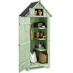 CHRISTOW Small Garden Shed, Tall Slim Wooden Outdoor Storage Shed, Compact Utility Sentry Unit, Slope Roof, Lockable Door, Shelves, Roof Hatch, 6ft