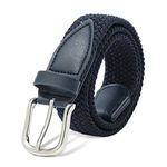 Monopa Kids Elastic Braided Belt - Pin Buckle Stretch Golf Baseball Belts for Boys and Girls Aged 4-12 Years (Navy blue)