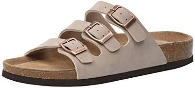 CUSHIONAIRE Women's Lela Cork footbed Sandal with +Comfort, Stone, 8.5