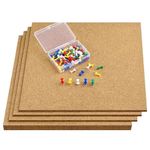 TUPARKA 6 Pack Cork Board 12"x12" - 1/4" Self-Adhesive Corkboards for Wall with 100 Push Pins Wall Bulletin Boards Square Bulletin Boards Cork Tiles for Wall Home School Office Decorative