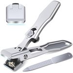 German Nail Clippers for Men Thick Nails,Upgrade Straight Toenail Clippers for Seniors with Wide Opening,Large Heavy Duty No Splash Ingrown Fingernail Clipper Nail Cutter with Catcher