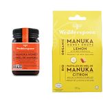 Wedderspoon Raw Premium Manuka Honey, KFactor 16, 17.6 Oz, Unpasteurized, Genuine New Zealand Honey & Organic Manuka Honey Drops, Lemon & Bee Propolis, 20 Count