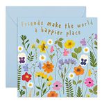 Central 23 Female Birthday Card for Best Friend - 'Friends Make The World a Happier Place' - Birthday Cards for Women - Ladies - Floral Greeting Cards for Her - Comes With Stickers - Made in the UK