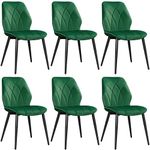 Yaheetech Dining Chairs Set of 6 Modern Velvet Dining Room Chairs with Petal Accented Backrest and Sturdy Metal Legs Padded Kitchen Chair Accent Side Chair for Home, Kitchen and Bedroom