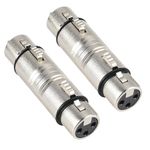 XLR Female to Female Adapter 2Pcs XLR 3 Pin Female to 3 Pin Female Connector Microphone Line Adapter 3 Pole Female to Female Cable Adapter Gender Changer Coupler Mic Barrel Extension, Silver