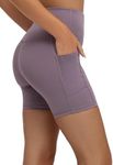 Conceited Active High-Rise Biker Shorts Women with Pockets – Soft Brushed Spandex Shorts for Women with Sculpting Fit and 7” Inseam – Perfect for Cycling & HIIT Workouts - Lavender - Small