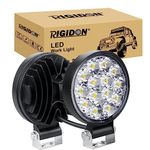 RIGIDON 2 Pcs Round Mini Ultr Thin Led Work Light, 3.2 inch 42W Spot Beam, 12V 24V Outdoor Driving Lights Lamp for Car Off road Boat Truck 4x4 SUV ATV Tractors Excavator, 6000K White, Fog Lamp