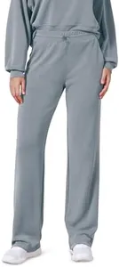 ODODOS Women's Modal Soft Wide Leg Pants with Pockets Adjustable Shockcord High Waist Casual Lounge Pants-29 Inseam, Grey Blue, Small