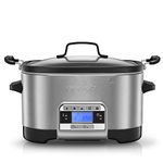 Crockpot Multi-Cooker| Programmable Slow Cooker, Saute, Roaster & Food Steamer | 5.6L (6-7 People) | Removable Bowl | Energy Efficient | Stainless Steel [CSC024]