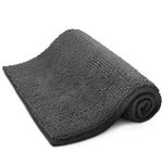 KEPLIN Non-Slip Microfibre Bath & Toilet Mat - Soft, Plush & Comfortable Rug with Machine Washable Design - Water Absorbent & Quick Drying to Keep Bathroom & Home Hygienic & Clean (50x80cm) Grey