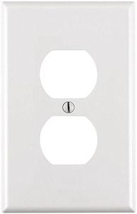 Leviton PJ8-WM 1-Gang Duplex Device Receptacle Wallplate, Midway Size, Thermoplastic Nylon, Device Mount, 10 Pack, White