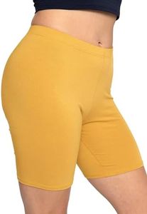 Women's Cotton Biker Shorts Mustard Yellow 2X
