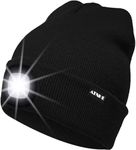 ATNKE LED Lighted Beanie Cap,USB Rechargeable Running Hat Ultra Bright 4 LED Waterproof Light Winter Warm Gifts for Men and Women/Black