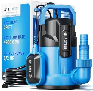 FOTING 2025 Upgraded Automatic Sump pump, 4900GPH 1/2HP Submersible Water Pump with Float Switch - Removes Water Down to 0.04" Sealed Utility Pump for Pond Pool Draining, Basement with 16ft Cord