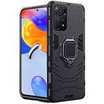 TheGiftKart Tough Armor Bumper Back Cover Case for Mi Redmi Note 11 Pro/Pro Plus 5G | Ring Holder & Kickstand | 360 Degree Protection Back Case for Redmi Note 11 Pro/Pro Plus 5G (PC, TPU | Black)