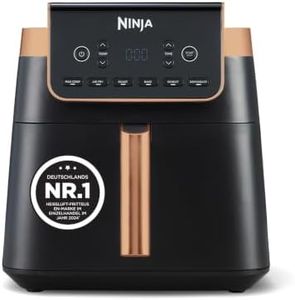 Ninja Heißluftfritteuse MAX PRO, 6,2 L, ölfrei, große Schublade, Rösten, Backen, Air Fry, Antihaftbeschichtet, Spülmaschinenfester Korb & Crisper Gittereinsatz, Silikonzange, Schwarz/Kupfer, AF180EUCP