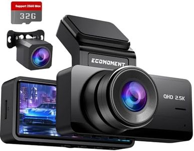 Dash Cam Front and Rear: 2.5K+1080P Dual Dash Camera for Cars, Ecomoment S70 Car Camer with 3.16" IPS Screen, 170° Wide Angle, Night Vision, G-Sensor, 24H Parking Monitor, 32GB SD Card Included