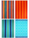 COTTON CRAFT Large Beach Towel 32 x 63-4 Pack - 100% Cotton Velour Double Woven Jacquard - Big & Huge - Pool Picnic Bath Travel Beach Towel - Thick Plush Super Soft Luxury - 450 GSM - Multi Color