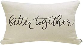 Meekio Farmhouse Pillow Covers with Better Together Quote 12 x 20 inch Farmhouse Rustic Décor Lumbar Pillow Covers with Saying Housewarming Gifts Family Room Décor