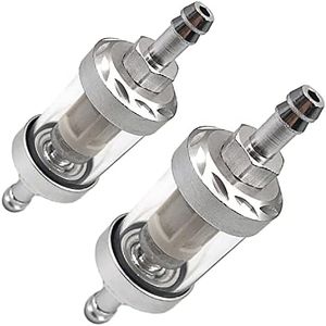 FainWan 2pcs 5/16 inch 9747 Inline Fuel Filter With Clear View Glass And Chrome Hose Barb