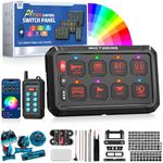 MICTUNING P1Y 8 Gang Switch Panel, Remote and APP Control, Up to 230FT, Adjustable Strobe Pulse Momentary, 6-Level Dimming, 12-24V Waterproof Multifunction Toggle Switch for Car Boat RV Truck Offroad
