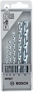 Bosch 2608590090 Masonry Drill Bit Set (5-Pieces), Alloy Steel, Straight