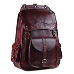 Handmade World Vintage Full Grain 21 Inch Leather Laptop LARGE Backpack Casual Bookbag Daypack Travel Rucksack, Brown, 17 Inch, Traditional Backpacks