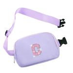 COSHAYSOO Small Waist Fanny Pack Belt Bag with Initial Letter Patch Adjustable Strap for Women Teen Girl Running Traveling Gym Hiking, Mini Crossbody Travel Purse Cross Body Trendy Preppy Pouch,