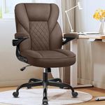 Brick Attic Office Chair Home Office Desk Chair Computer Chair Suede Cushion with Comfy Lumbar Support Adjustable Height Padded foldable Armrests Swivel Task Chair Brown