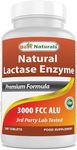 Best Naturals, Fast Acting Lactase Enzyme, 3000 FCC ALU, 180 Tablets (180 Count (Pack of 1))