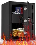 WASJOYE Fireproof Safe box for Home, 57L Large Tall Safe with Fireproof Drawer, Digital Keypad and Key, Cabinet Security Safe for Home Hotel Office Money Jewelry Pistol Medicines Documents(50x37x31cm)