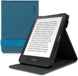 kwmobile Cover Compatible with Kobo Clara HD - Case with Strap + Stand - Petrol