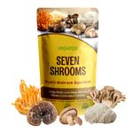 Seven Mushroom Powder | Medicinal Mushrooms Blend with Chaga, Reishi, Lion's Mane, Cordyceps | 100% Pure Organic Shroom Powder| Vegatox | 100g