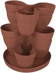 EMSCO Bloomers Stackable Flower Tower Planter – Holds up to 9 Plants – Great Both Indoors and Outdoors – Terra Cotta