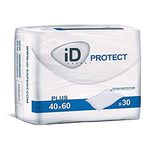 ID Expert Protect Plus Incontinence Bed Protector, Fast Absriotion Disposable Absorbent Sheets, Ultra Comfort, Size 40 cm x 60 cm, Pack of 30